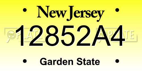 12852A4 New Jersey License Plate