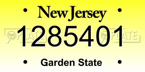1285401 New Jersey License Plate
