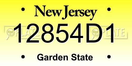 12854D1 New Jersey License Plate