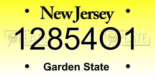 12854O1 New Jersey License Plate