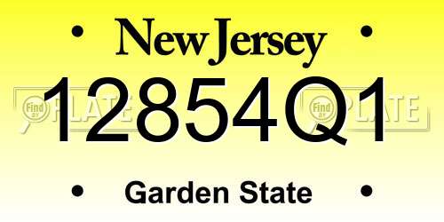 12854Q1 New Jersey License Plate