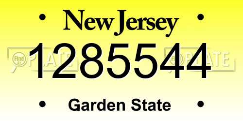 1285544 New Jersey License Plate