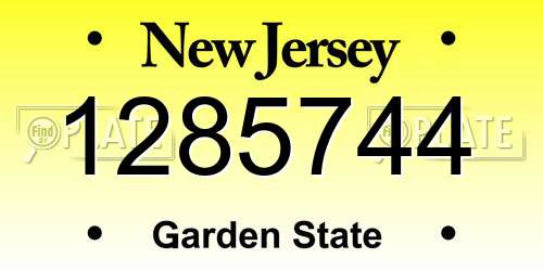 1285744 New Jersey License Plate