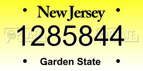 1285844 New Jersey License Plate