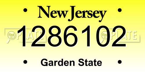1286102 New Jersey License Plate