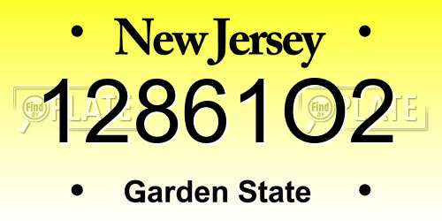 12861O2 New Jersey License Plate