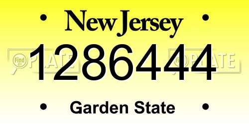 1286444 New Jersey License Plate