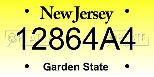 12864A4 New Jersey License Plate