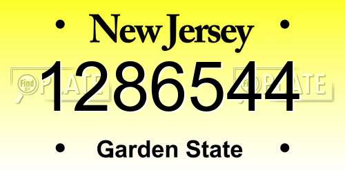 1286544 New Jersey License Plate