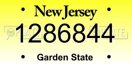 1286844 New Jersey License Plate