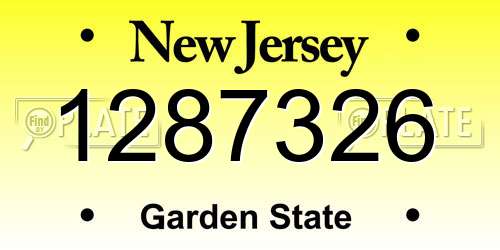 1287326 New Jersey License Plate