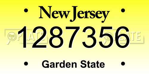 1287356 New Jersey License Plate
