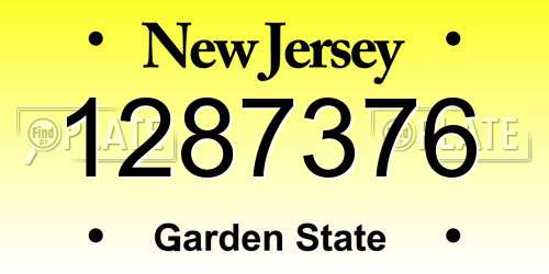 1287376 New Jersey License Plate
