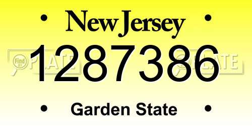 1287386 New Jersey License Plate