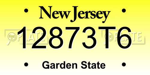 12873T6 New Jersey License Plate