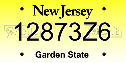 12873Z6 New Jersey License Plate