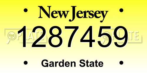 1287459 New Jersey License Plate