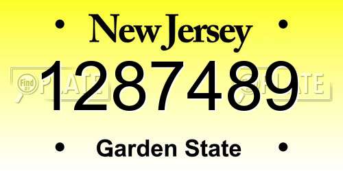 1287489 New Jersey License Plate