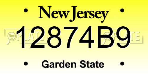 12874B9 New Jersey License Plate