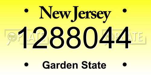 1288044 New Jersey License Plate