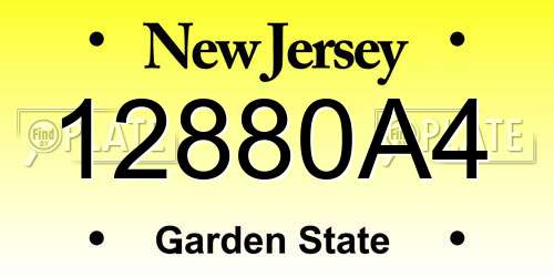 12880A4 New Jersey License Plate