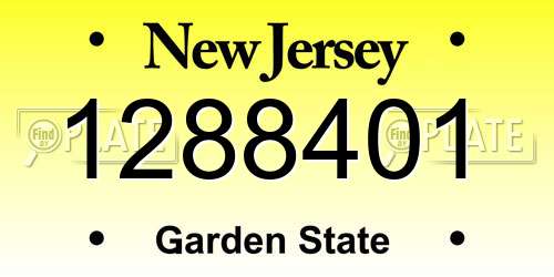 1288401 New Jersey License Plate