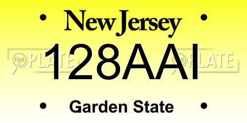 128AAI New Jersey License Plate