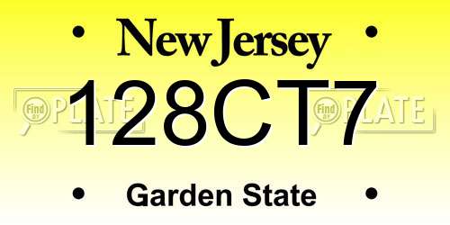 128CT7 New Jersey License Plate