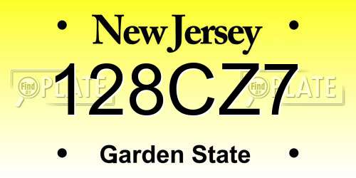 128CZ7 New Jersey License Plate