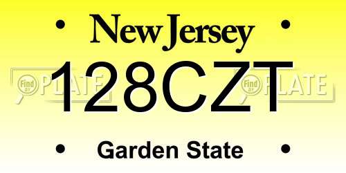 128CZT New Jersey License Plate