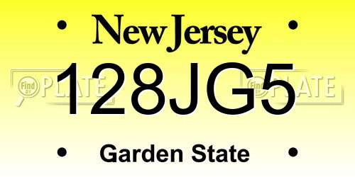 128JG5 New Jersey License Plate