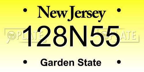 128N55 New Jersey License Plate
