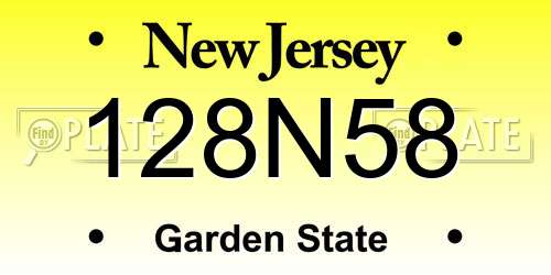 128N58 New Jersey License Plate