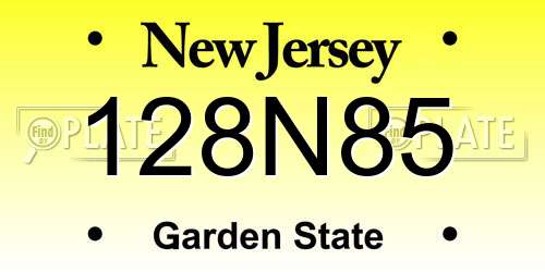 128N85 New Jersey License Plate