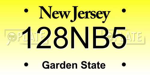 128NB5 New Jersey License Plate