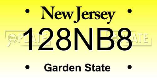 128NB8 New Jersey License Plate