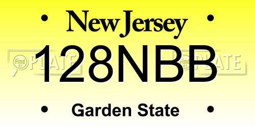 128NBB New Jersey License Plate