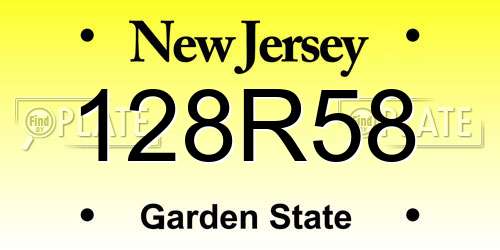 128R58 New Jersey License Plate