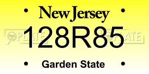 128R85 New Jersey License Plate