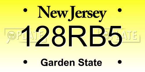 128RB5 New Jersey License Plate