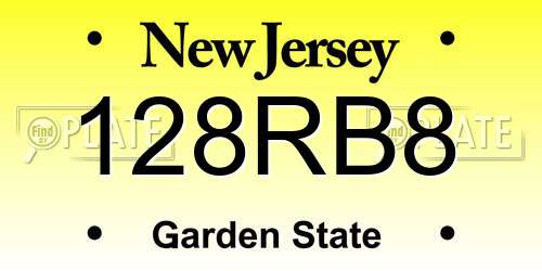 128RB8 New Jersey License Plate