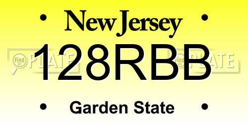 128RBB New Jersey License Plate