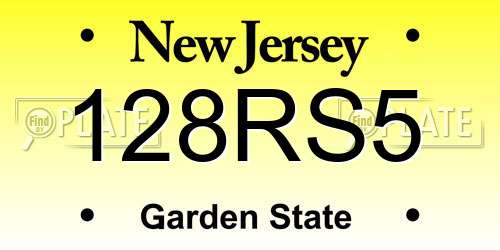 128RS5 New Jersey License Plate