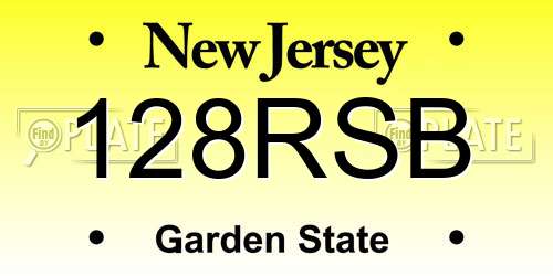 128RSB New Jersey License Plate