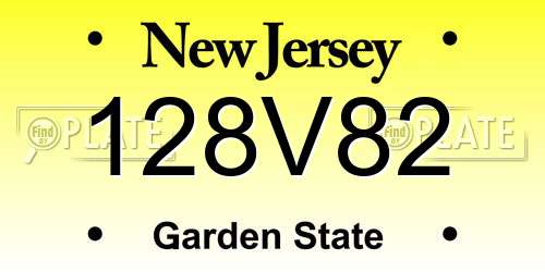 128V82 New Jersey License Plate