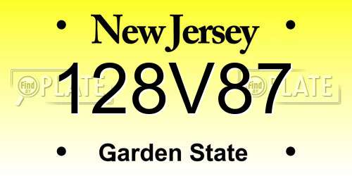 128V87 New Jersey License Plate