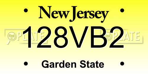 128VB2 New Jersey License Plate