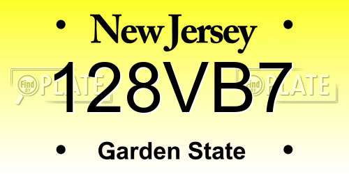 128VB7 New Jersey License Plate