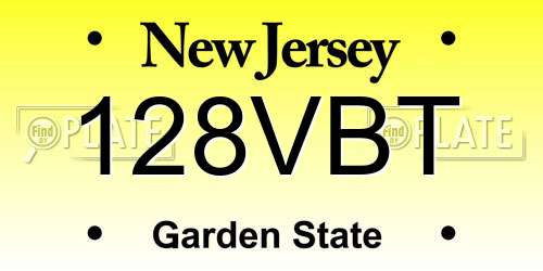 128VBT New Jersey License Plate