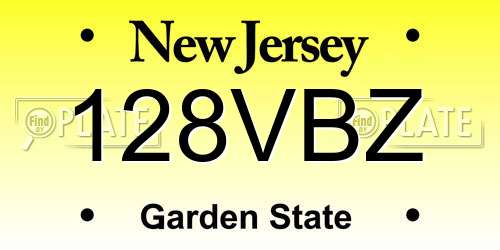 128VBZ New Jersey License Plate